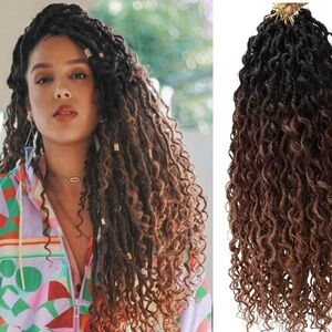 Goddess Locs Crochet Hair 18Inch Boho Faux Locs,Crochet Locs With Curly Ends